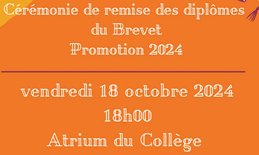 Cérémonie de remise des diplômes du Brevet 2024